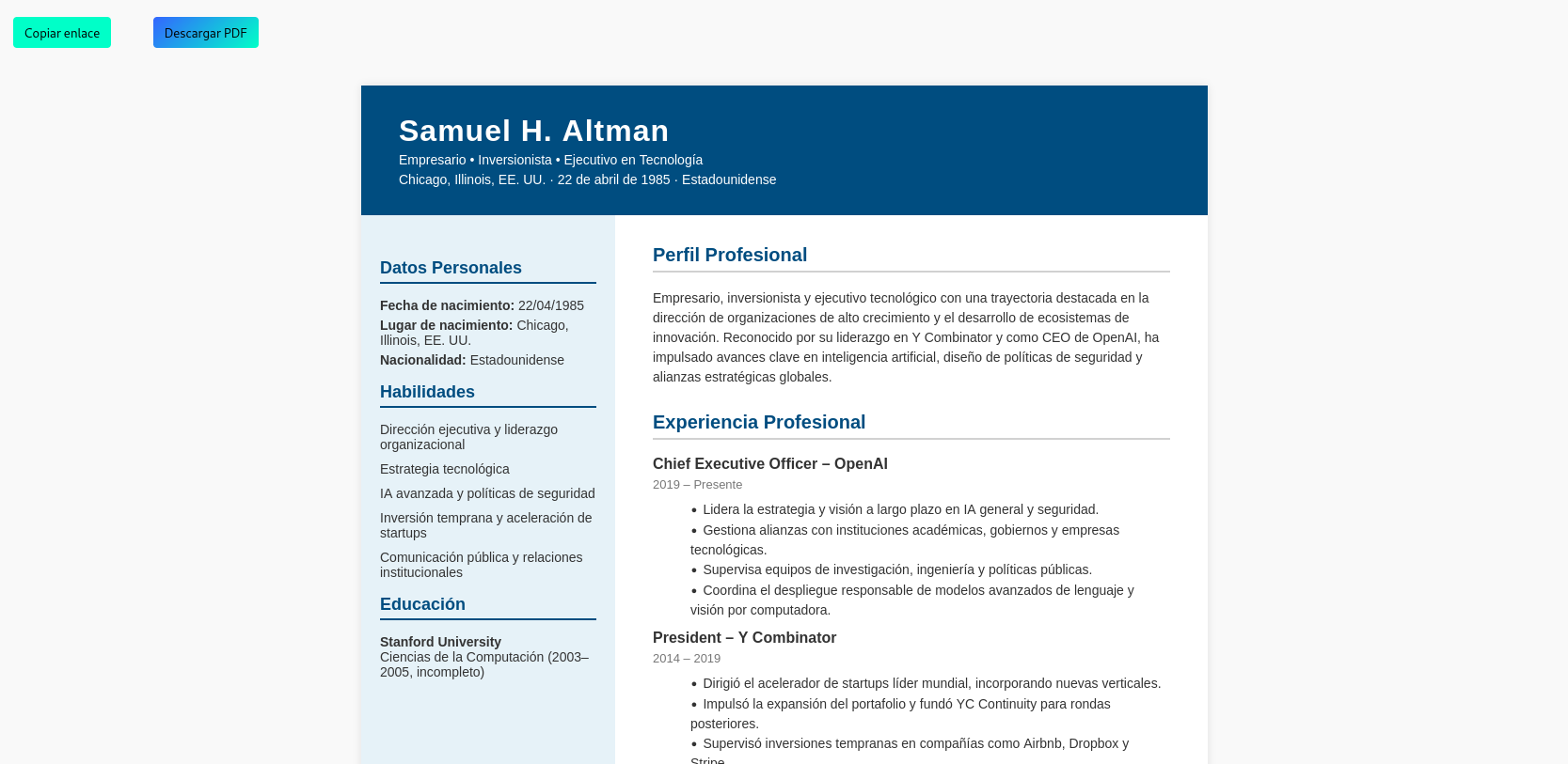 Ejemplo de estilos dinámicos en el CV